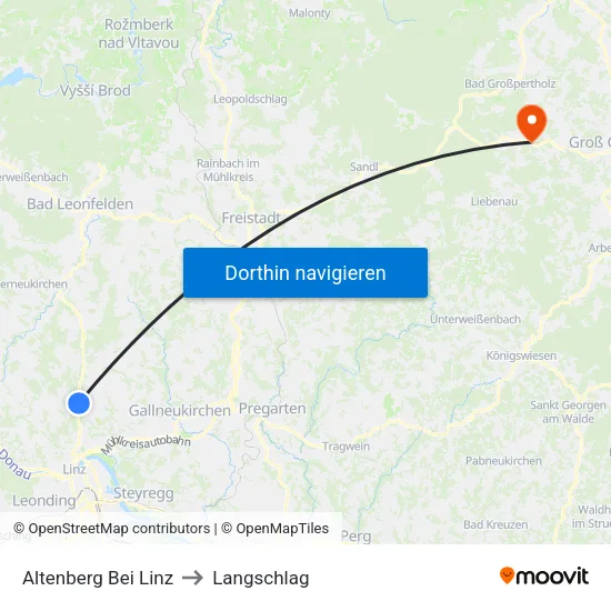 Altenberg Bei Linz to Langschlag map