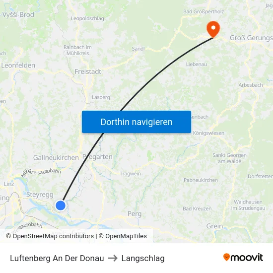 Luftenberg An Der Donau to Langschlag map