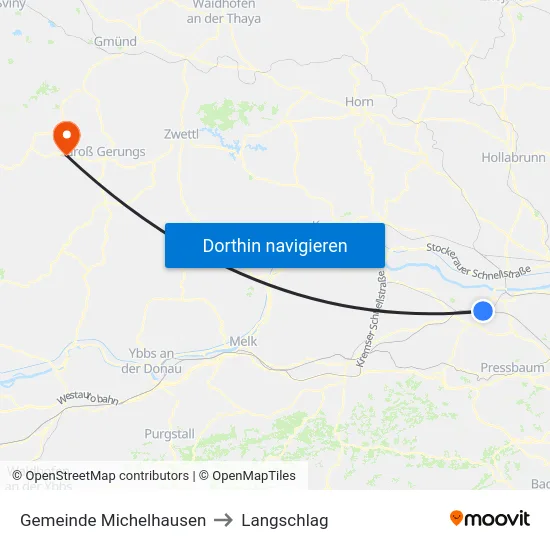 Gemeinde Michelhausen to Langschlag map