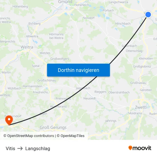 Vitis to Langschlag map