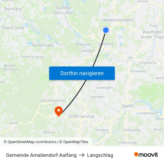 Gemeinde Amaliendorf-Aalfang to Langschlag map