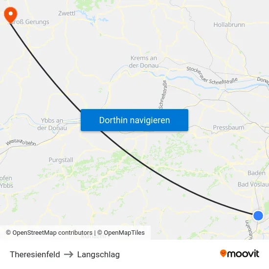 Theresienfeld to Langschlag map