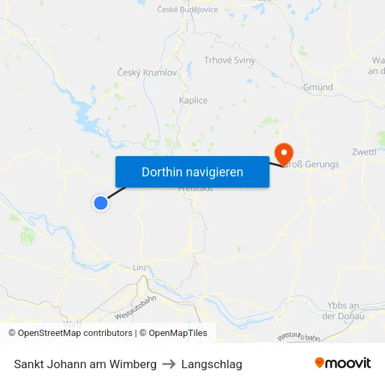 Sankt Johann am Wimberg to Langschlag map