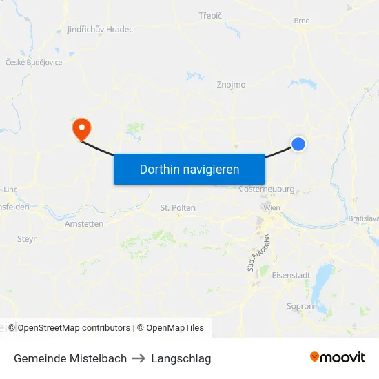 Gemeinde Mistelbach to Langschlag map