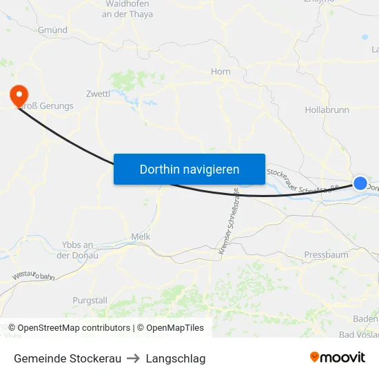 Gemeinde Stockerau to Langschlag map
