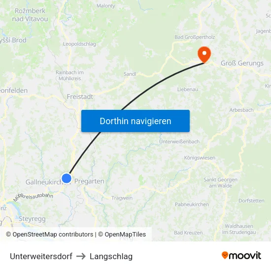 Unterweitersdorf to Langschlag map