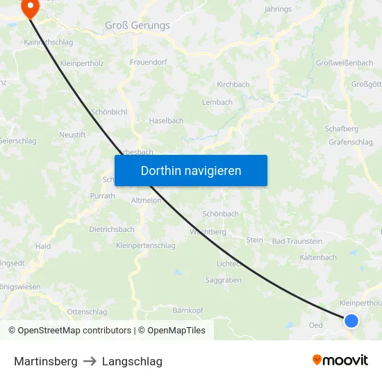 Martinsberg to Langschlag map