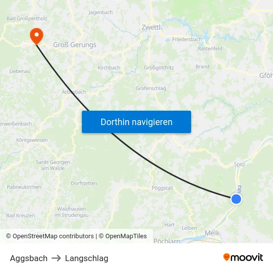 Aggsbach to Langschlag map