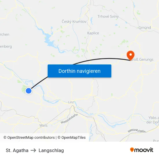 St. Agatha to Langschlag map