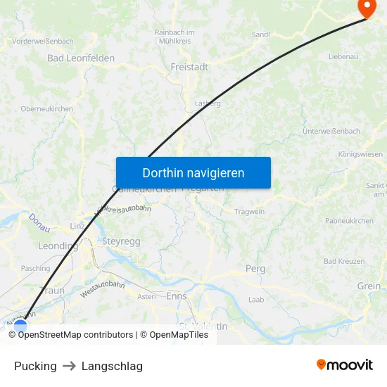 Pucking to Langschlag map