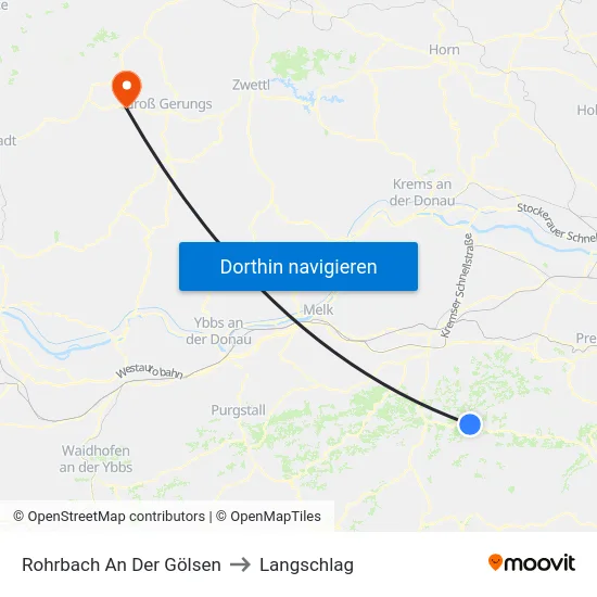 Rohrbach An Der Gölsen to Langschlag map