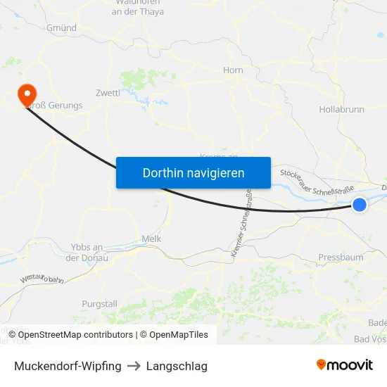 Muckendorf-Wipfing to Langschlag map