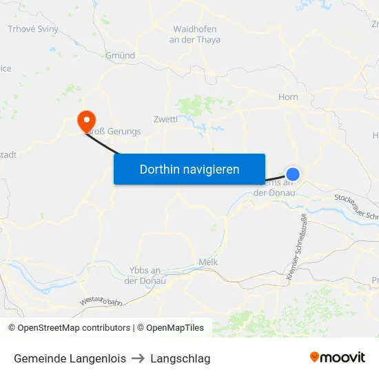 Gemeinde Langenlois to Langschlag map