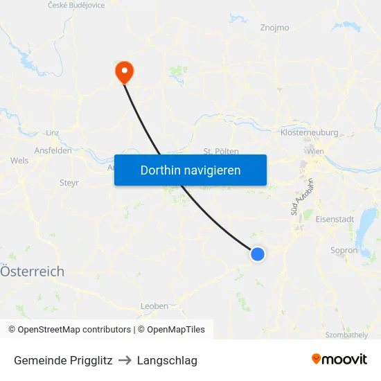 Gemeinde Prigglitz to Langschlag map