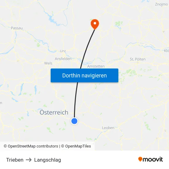 Trieben to Langschlag map