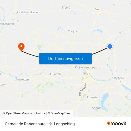 Gemeinde Rabensburg to Langschlag map
