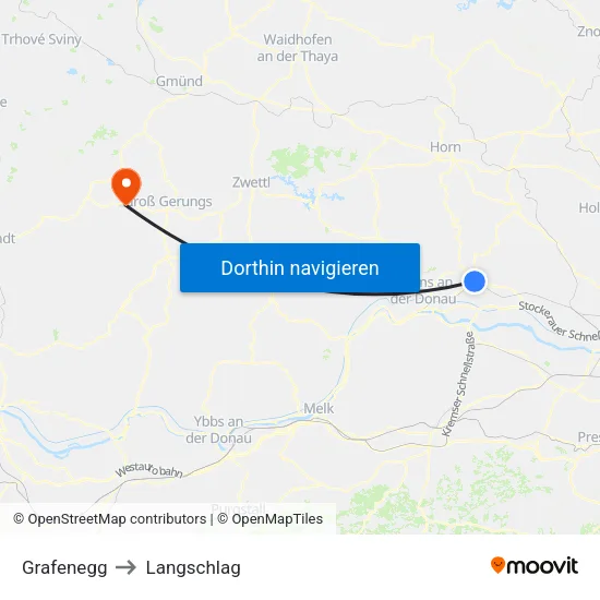 Grafenegg to Langschlag map