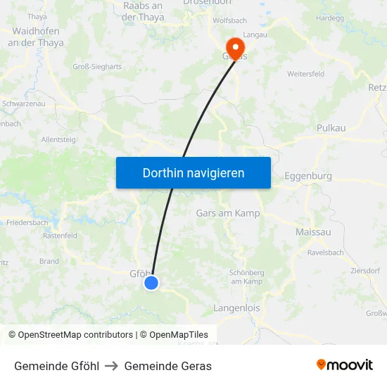 Gemeinde Gföhl to Gemeinde Geras map