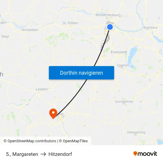5., Margareten to Hitzendorf map