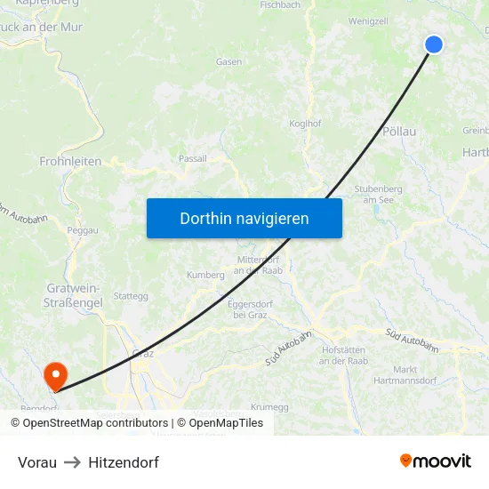 Vorau to Hitzendorf map