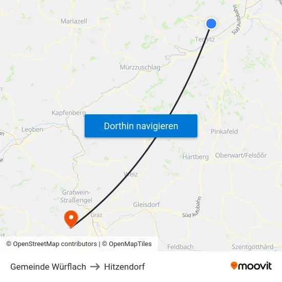 Gemeinde Würflach to Hitzendorf map