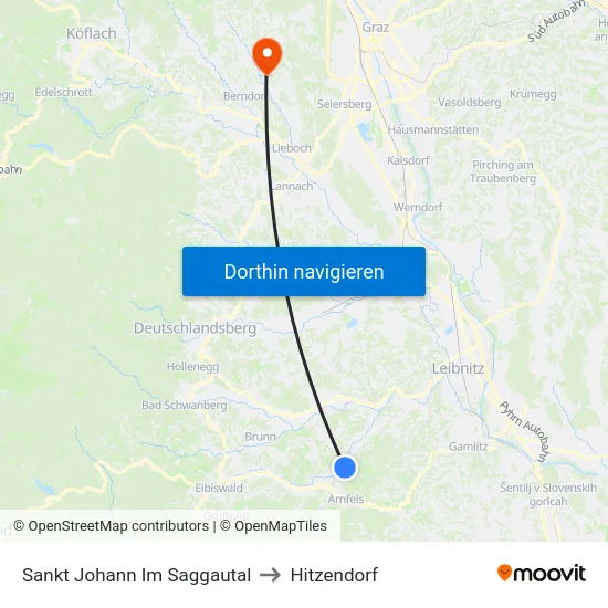 Sankt Johann Im Saggautal to Hitzendorf map