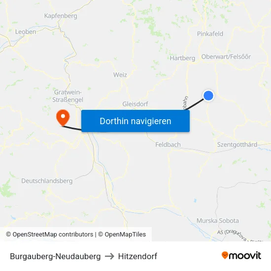 Burgauberg-Neudauberg to Hitzendorf map