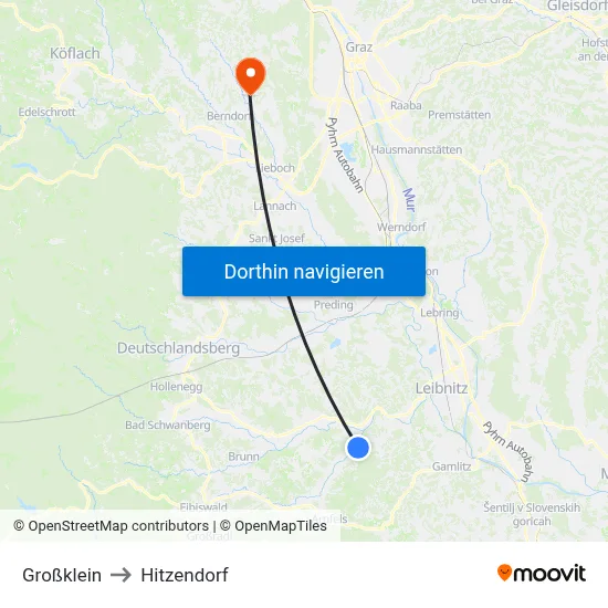Großklein to Hitzendorf map