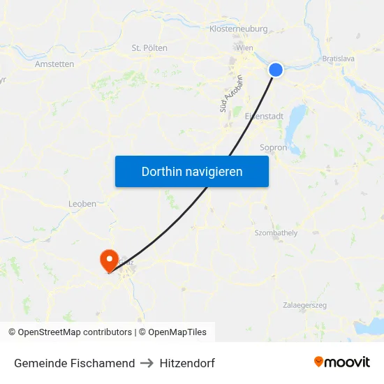 Gemeinde Fischamend to Hitzendorf map