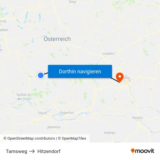 Tamsweg to Hitzendorf map