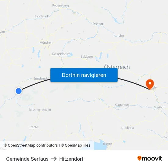 Gemeinde Serfaus to Hitzendorf map