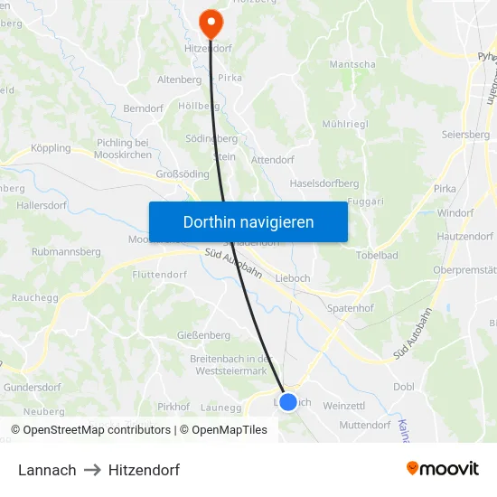 Lannach to Hitzendorf map