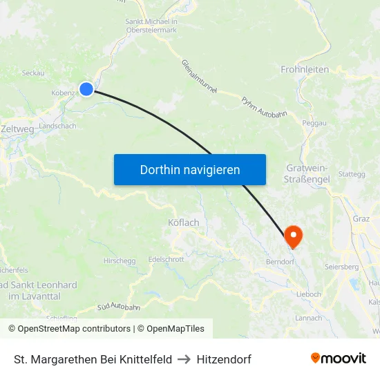 St. Margarethen Bei Knittelfeld to Hitzendorf map