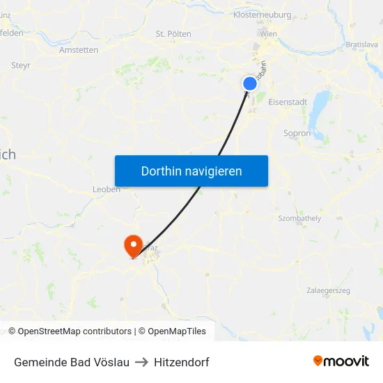 Gemeinde Bad Vöslau to Hitzendorf map