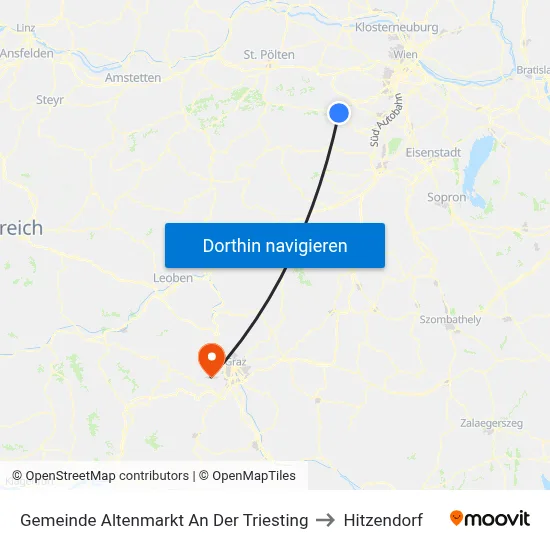 Gemeinde Altenmarkt An Der Triesting to Hitzendorf map