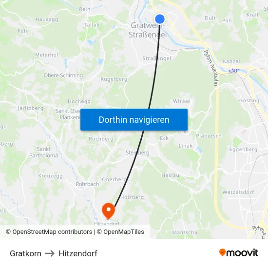Gratkorn to Hitzendorf map