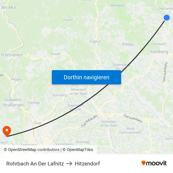 Rohrbach An Der Lafnitz to Hitzendorf map