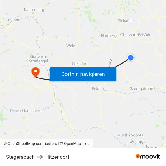 Stegersbach to Hitzendorf map