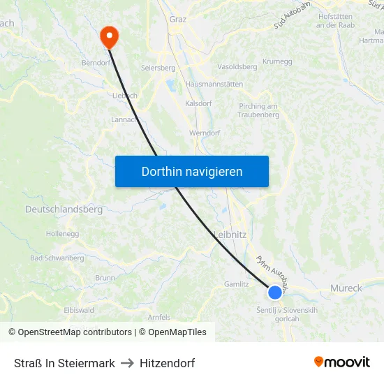 Straß In Steiermark to Hitzendorf map
