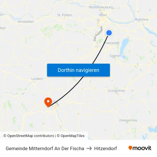 Gemeinde Mitterndorf An Der Fischa to Hitzendorf map