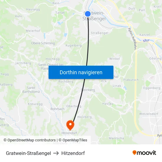Gratwein-Straßengel to Hitzendorf map