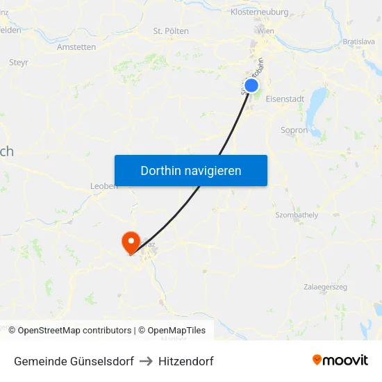 Gemeinde Günselsdorf to Hitzendorf map