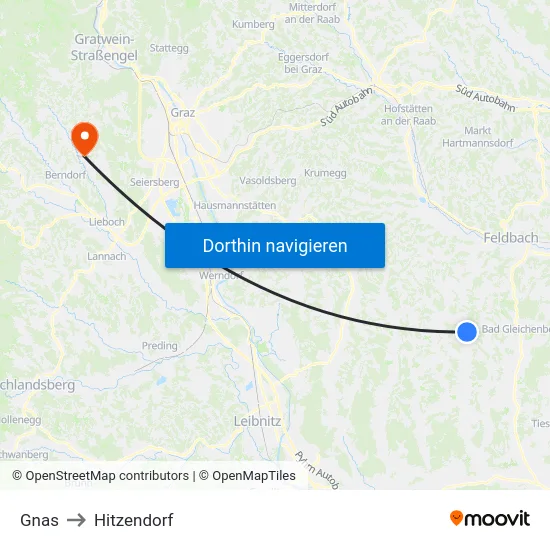 Gnas to Hitzendorf map