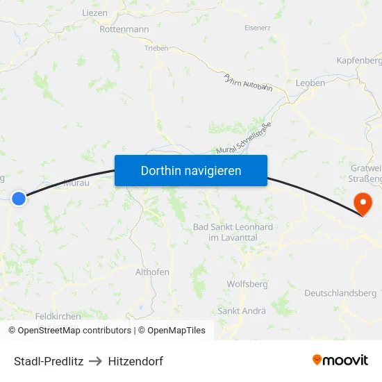 Stadl-Predlitz to Hitzendorf map