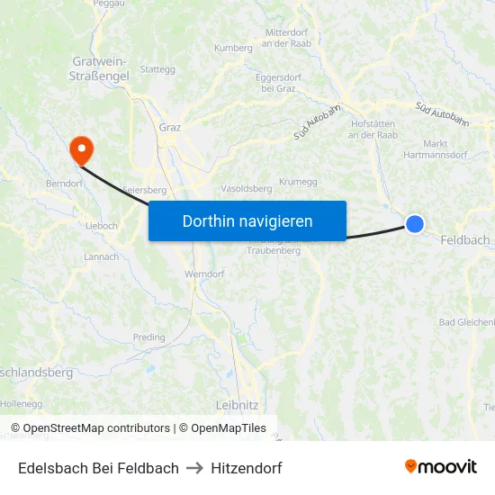 Edelsbach Bei Feldbach to Hitzendorf map