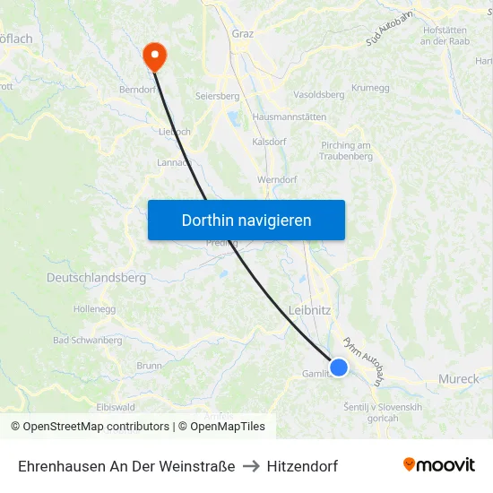 Ehrenhausen An Der Weinstraße to Hitzendorf map