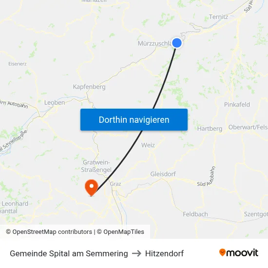 Gemeinde Spital am Semmering to Hitzendorf map