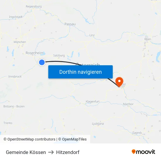 Gemeinde Kössen to Hitzendorf map
