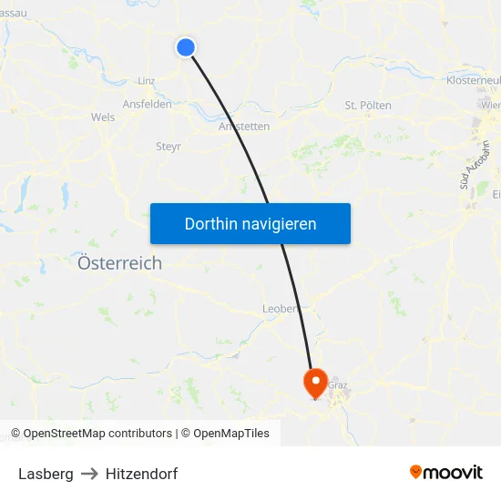 Lasberg to Hitzendorf map