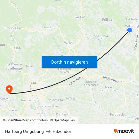 Hartberg Umgebung to Hitzendorf map